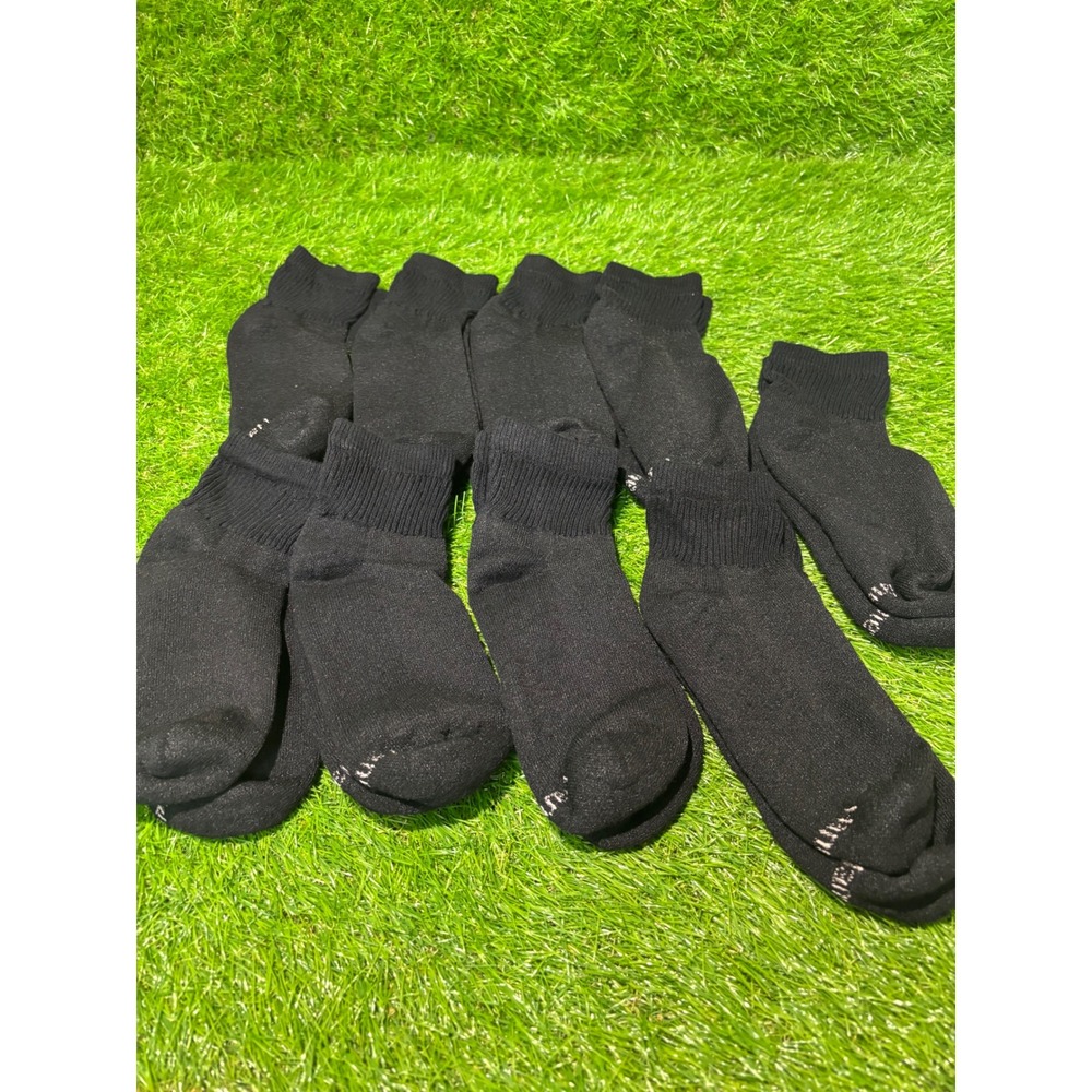 Hanes Kids Boys L Ankle Socks 9 Pair Bundle Black Ribbed Athletic Casual